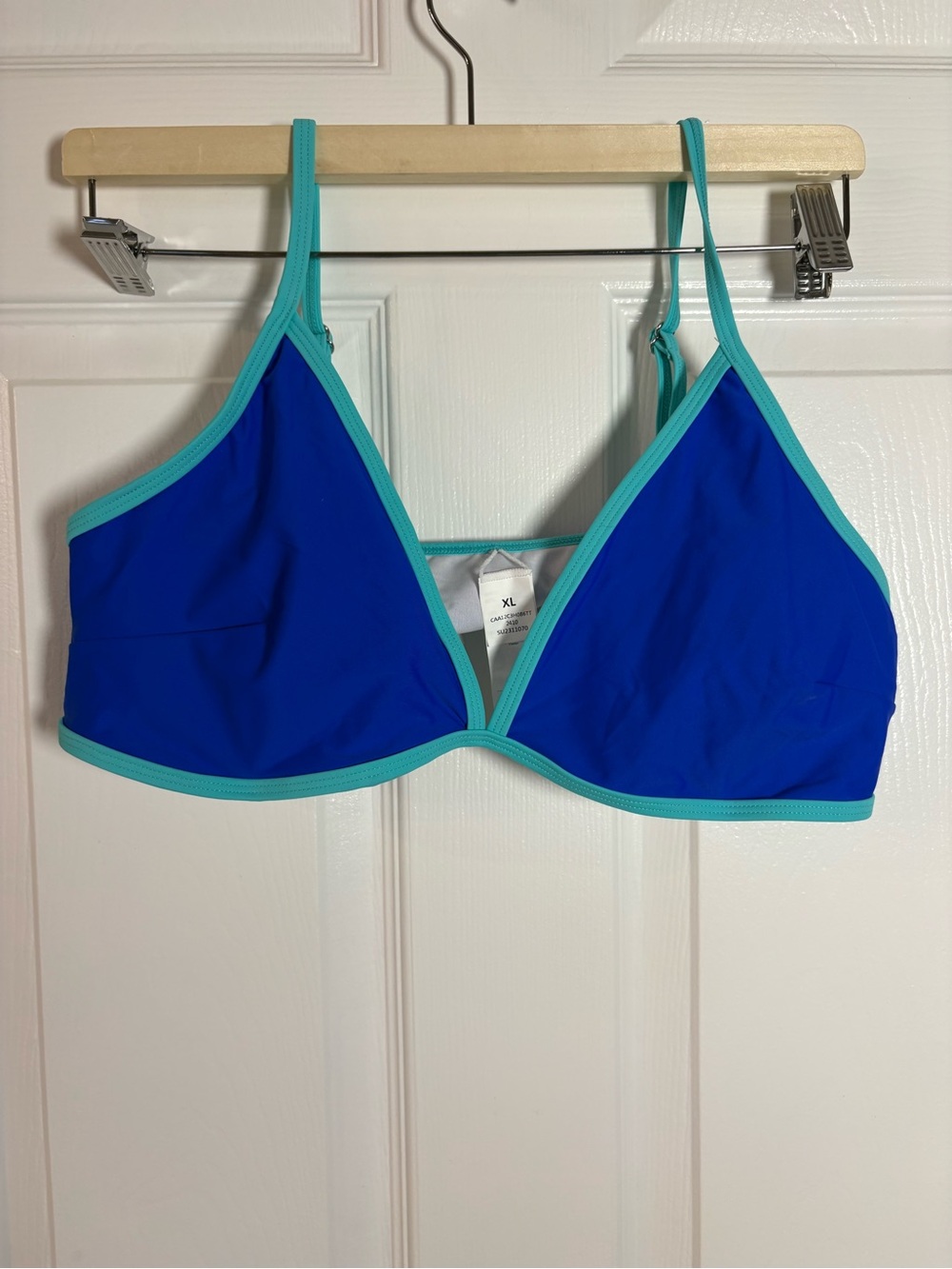 Cupshe Blue Swim Triangle Top with Aqua Trim